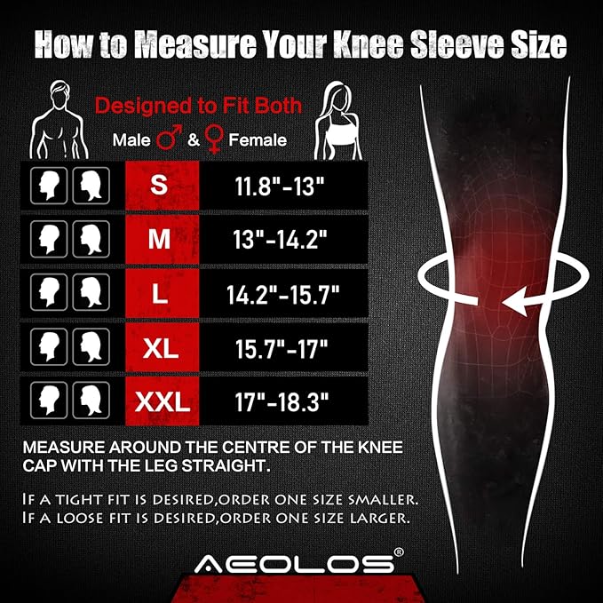 AEOLOS Knee Sleeves (1 Pair)，7mm Compression Knee Braces for Heavy-Lifting,Squats,Gym and Other Sports