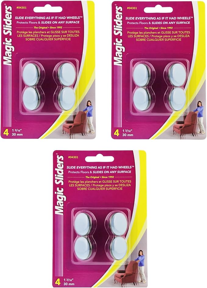 Magic Sliders 04301 1 3/16 inch Round Nail on Sliding Discs - 4 Count (Pack of 3)