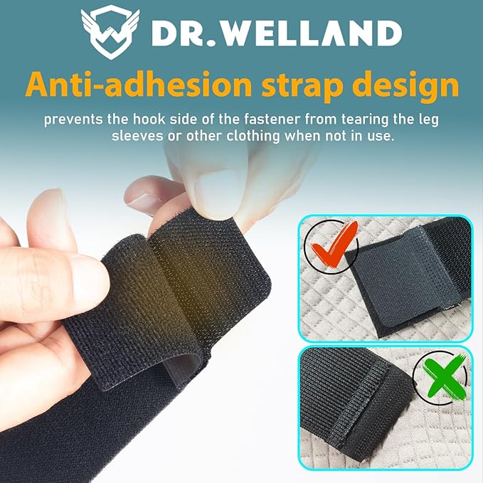 Dr.Welland Leg Sleeves (PAIR) Copper Infused for Arthritis,Meniscus Tear, ACL, MCL, Joint Pain Relief - Thigh & Calf Support