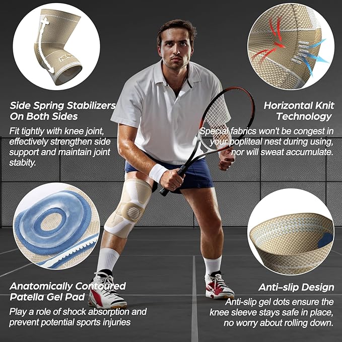 NEENCA Professional Knee Brace for Pain Relief, Medical Knee Compression Sleeve, Knee Support with Horizontal Knit Tech for Meniscus Tear, ACL, Arthritis, Joint Pain, Runner, Workout