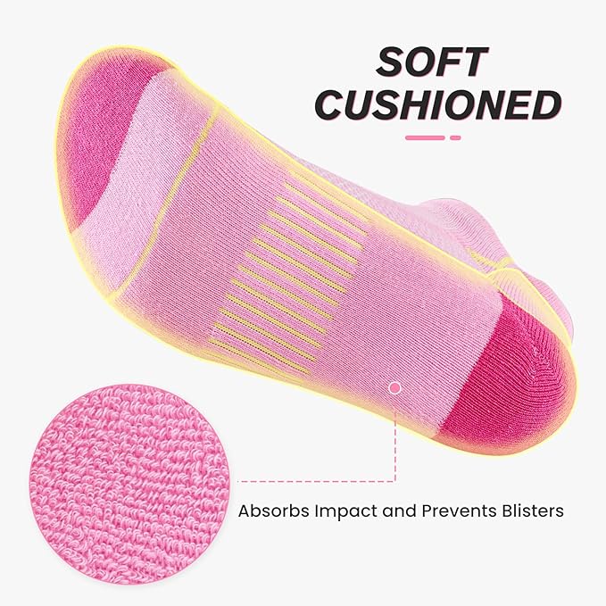 Niorasen Ankle Socks for Women 6 Pairs, Cotton Cushioned Athletic Running Socks, Breathable Low Cut Sports Socks