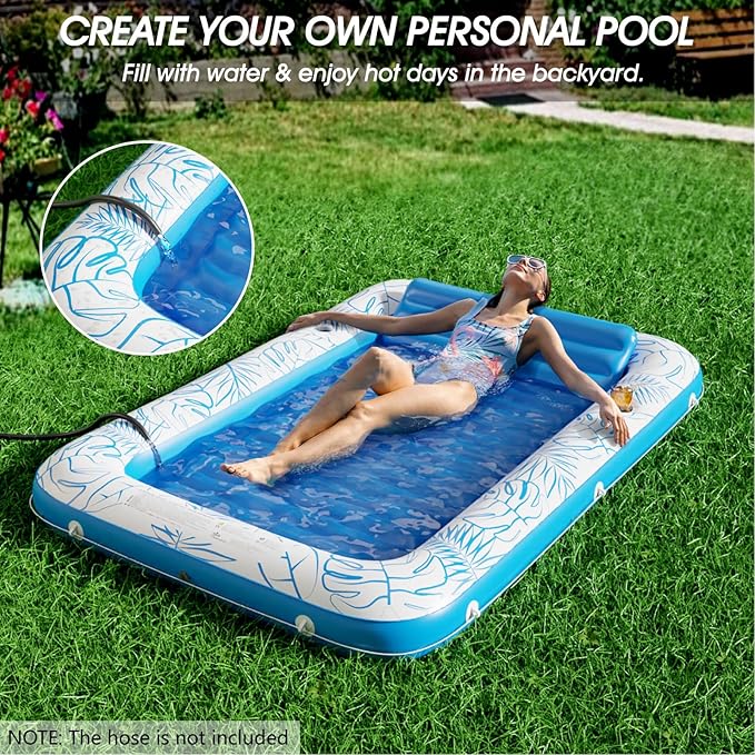 Inflatable Tanning Pool Lounger Float - Jasonwell 4 in 1 Sun Tan Tub Sunbathing Pool Lounge Raft Floatie Toys Water Filled Tanning Bed Mat Pad for Adult Blow Up Kiddie Pool Kids Ball Pit Pool (XXL)