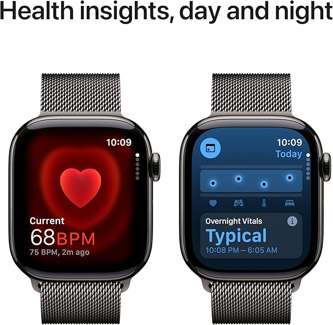 Apple Watch Series 10 [GPS + Cellular 42mm] with Slate Titanium Case with Slate Milanese Loop. Fitness Tracker, ECG App, Always-On Retina Display, Carbon Neutral with AppleCare+ (2 Years)