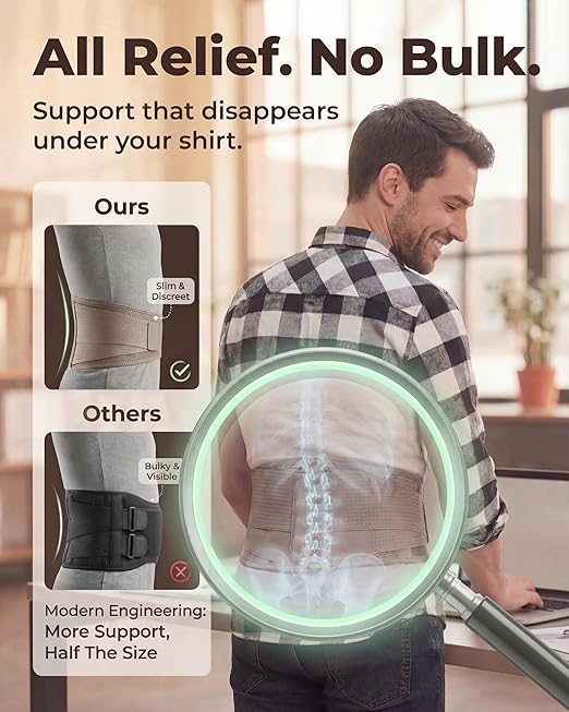 Sparthos Back Support Belt - Immediate Relief from Lower Back Pain, Sciatica, Herniated Disc - Breathable Brace With Lumbar Pad - For Men & Women - Fits 31–38″ Waist (Taupe-Small, Check Sizing)