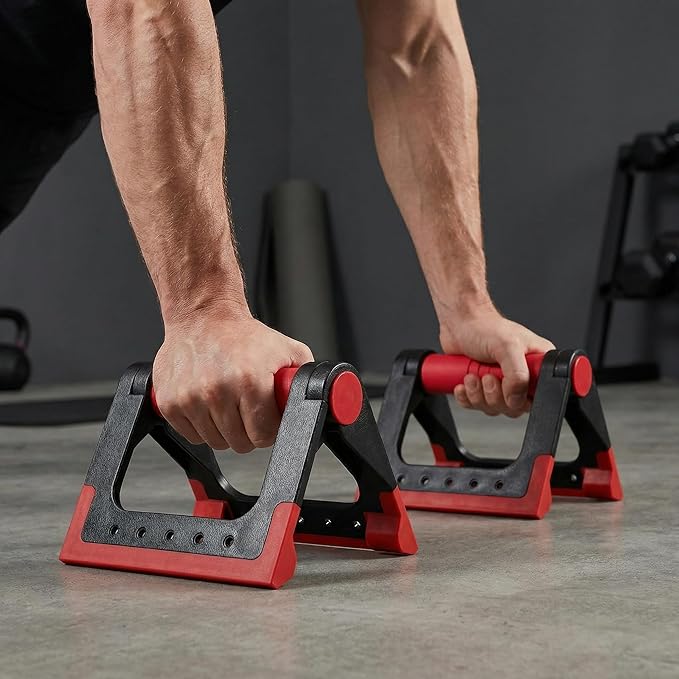 Toddmomy Foldable Push-up Stand Pair Portable Exercise Handles for Home Strength Training Compact Push up Bars for Floor Workouts with Rotating Arm Support 6.3 Inch Fitness Equipment