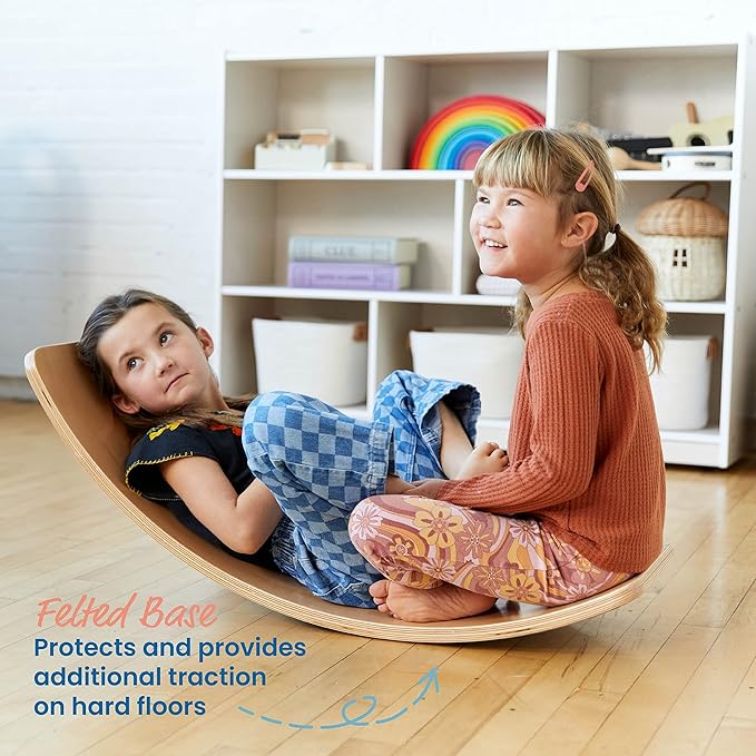 ECR4Kids Balance Board with Felt Base, Montessori Toy, Light Grey