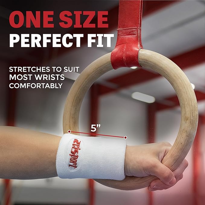 Reisport Gymnastics Wristbands - Unisex 5 Inch Sweat Wicking Wrist Protection for Grips & Training | One Size Fits Most - Available in Pink or White | Swiss Made Quality for Gymnasts