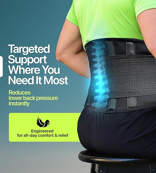 Plus Size Back Brace for Lower Back Pain Relief – Adjustable Lumbar Support Belt for Women & Men, Lower Back Support for Herniated Disc, Sciatica & Heavy Lifting, Workout Back Support Brace, Size 3XL