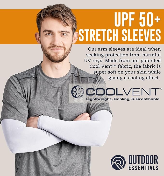 OutdoorEssentials UV Sun Protection Arm Sleeves - Compression Arm Sleeve, UV Arm Sleeves Men, Women - Golf Cooling Sleeves