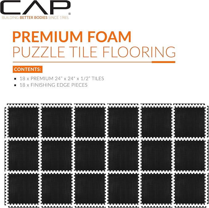 CAP Puzzle Exercise Mats | 1/2” Thick EVA Interlocking Foam Tiles for Home Gym Flooring | Multiple Options