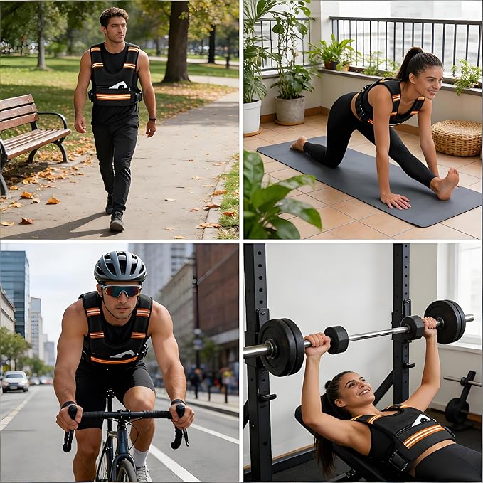 Weighted Vests for Women Men,8/12/16/20/25lb with Adjustable Straps, Reflective Stripe & Storage Pockets - Ideal for Running, Fitness Training