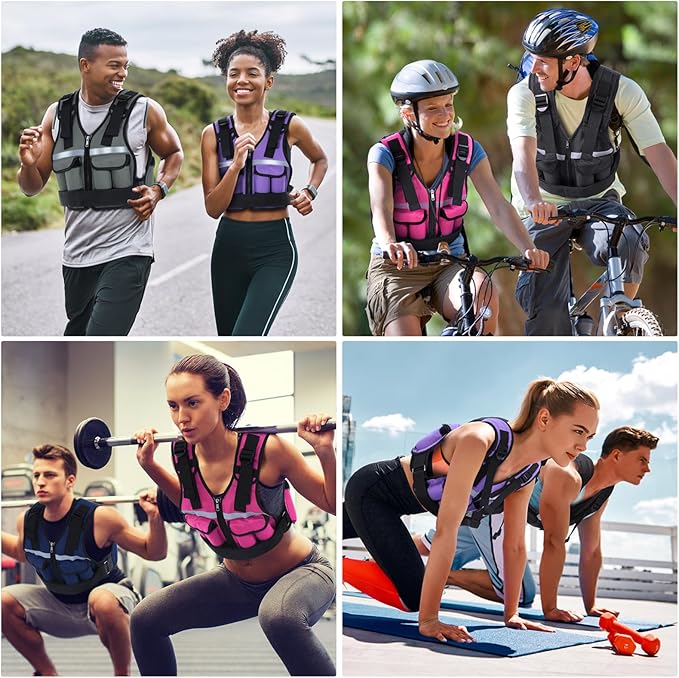 Sportneer Adjustable Weighted Vest Weights: 2-18 lbs/2-40 lbs Washable Weight Vest for Walking 16 In 1 Fast Adjust Rucking Vest for Women and Men Home Gym Running Jogging Strength Training Vests