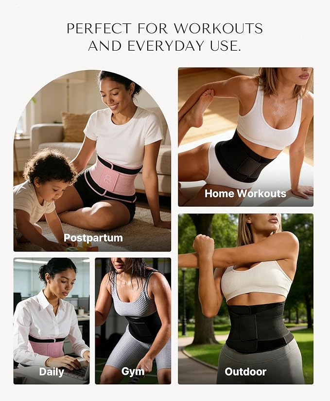 SHAPELLX Sauna Waist Trainer Women Tummy Control Waist Trimmer Cincher Ab Belt with Triple Wrap Sauna Suit for Workout
