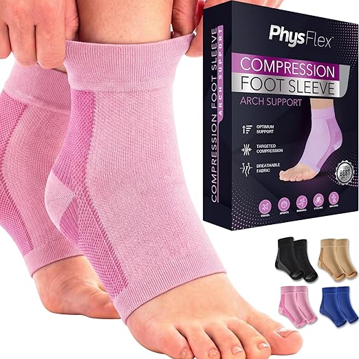 Ankle Brace for Women & Men - Compression Socks 20-30mmHg, Achilles Tendonitis, Plantar Fasciitis Relief, Sprained Ankle, Heel Spurs, Foot Swelling & Fatigue, Arch Support (1 Pair)
