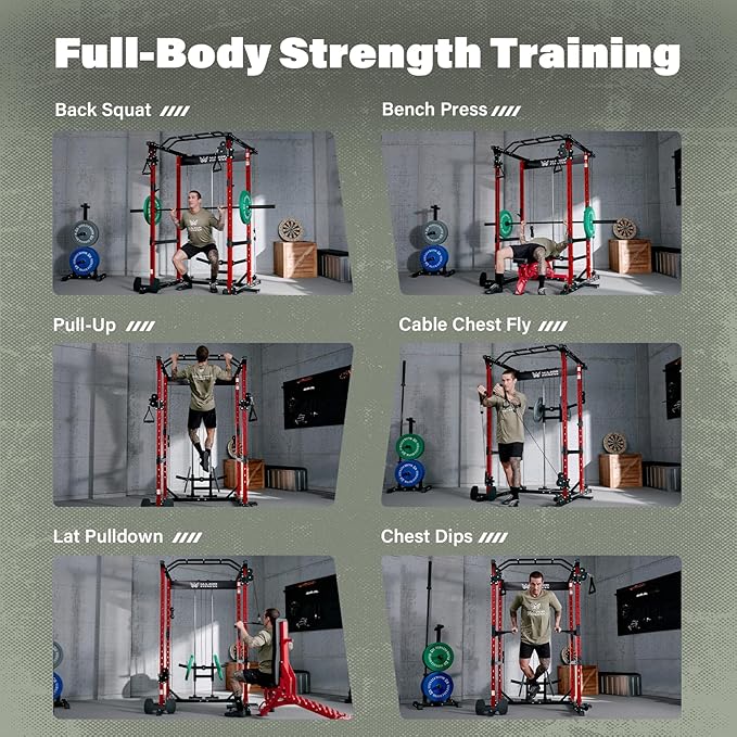 MAJOR FITNESS Drone1 Power Cage - Multi-Function Power Rack for Home Gym, Squat Rack, Cable Crossover System, for Strength Training