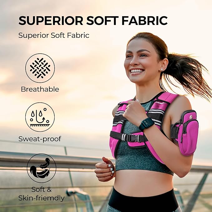 PACEARTH Weighted Vest,6lb/8lb/10lb/12lb/16lb/20lb/25lb/30lb Weight Vest with Reflective Stripe, Body Weight Vests for Women, Men, Weight Loss Workout, Strength Training, Running, Walking, Jogging
