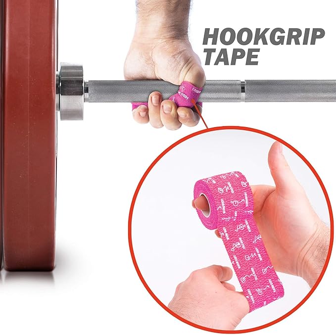 WARM BODY COLD MIND 1.85" Weightlifting Thumb Tape - Hook Grip Tape for Powerlifting, Cross Training, Gym Tape, Workout, Weight Lifting Tape, Athletic Finger Wrap (Pink 3 Rolls)