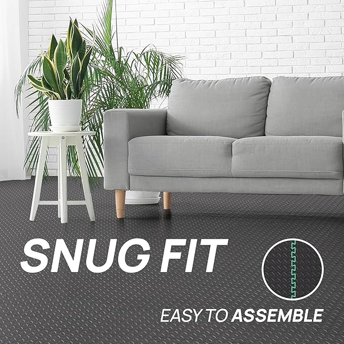 Yes4All EVA Interlocking Mats, Puzzle Floor Tiles, Foam Floor Padding with Border for Furniture, Home Space, Living Room, Garage 56 SQFT