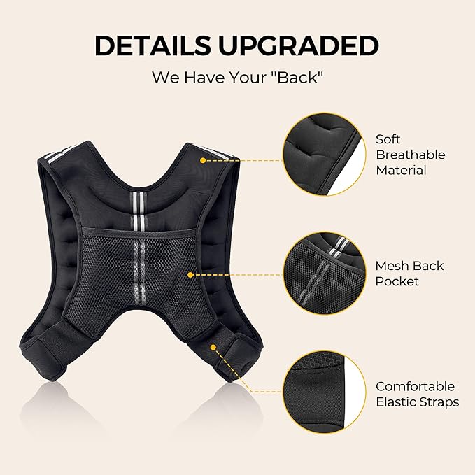 PACEARTH Weighted Vest,6lb/8lb/10lb/12lb/16lb/20lb/25lb/30lb Weight Vest with Reflective Stripe, Body Weight Vests for Women, Men, Weight Loss Workout, Strength Training, Running, Walking, Jogging