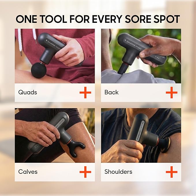 Sharper Image Powerboost Move Aero [New 2026 Version] Mini Deep Tissue Percussion Massage Gun| Muscle Recovery & Pain Relief Massage Tool| Full Body Back & Shoulder Massager| Travel Gift for Men Women