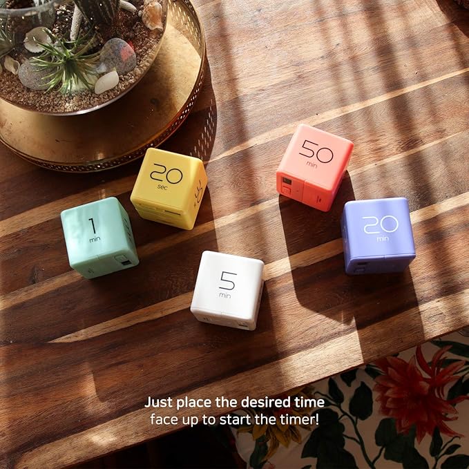 mooas Cube Timer (Mint), Flip Timer Productivity Timer, Time Management, Block Timer Kids Cube Timer Kitchen Timer Desk Timer for Studying Workout Classroom 1, 3, 5, 10 min Timer Setting