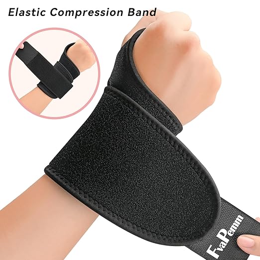 Wrist Brace for Carpal Tunnel 2 Pack Right Left Hand, Wrist Support Wraps for Women Men, Adjustable Wrist Brace for Day Night Support, Tendonitis, Arthritis, Weightlifting, Sports, Grey&Black