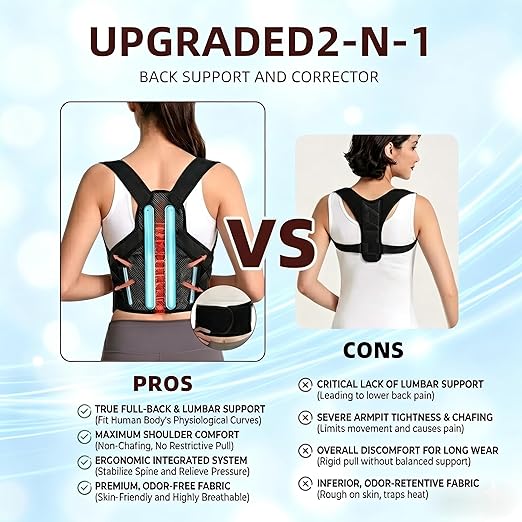 Back Brace Posture Corrector for Women and Men Upper Back Support for Neck, Shoulder & Back Pain Relief, and Better Scoliosis Hunchback Support, Comfortable Adjustable Spine Support for Office, Work and Home（Black/Small)
