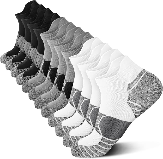 PAPLUS Compression Running Socks Women (6 Pairs), Ankle Athletic Socks Low Cut with Arch Support
