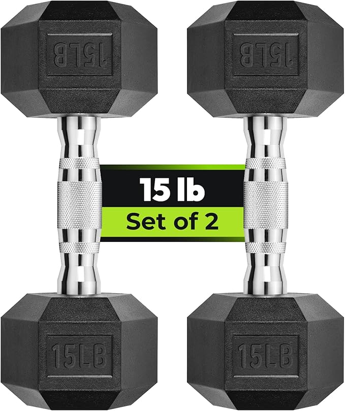 Hex Dumbbell Set, 2.5-65 lb Rubber Encased Exercise & Fitness Dumbbells, Weights Dumbbells Set of 2, Hand Weight for Strength Training