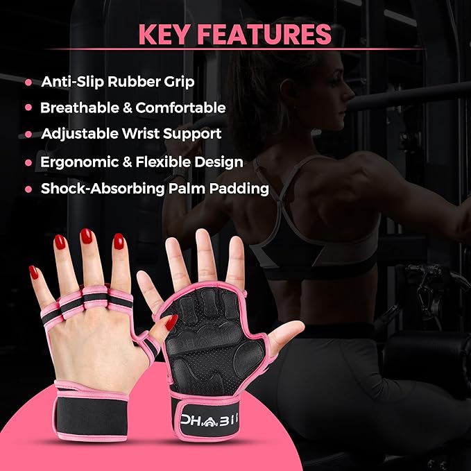 Workout Gloves for Men & Women, Smartwatch Compatible Ventilated Gym Gloves with Wrist Wrap Support, Breathable Weight Lifting Gloves for Fitness, Training & Cycling with Excellent Grip
