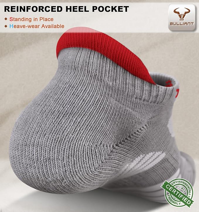 BULLIANT Men Running Socks,Active Ankle Socks No Show For Men With Cushioned Footbed Arch Support Breathable Wicking