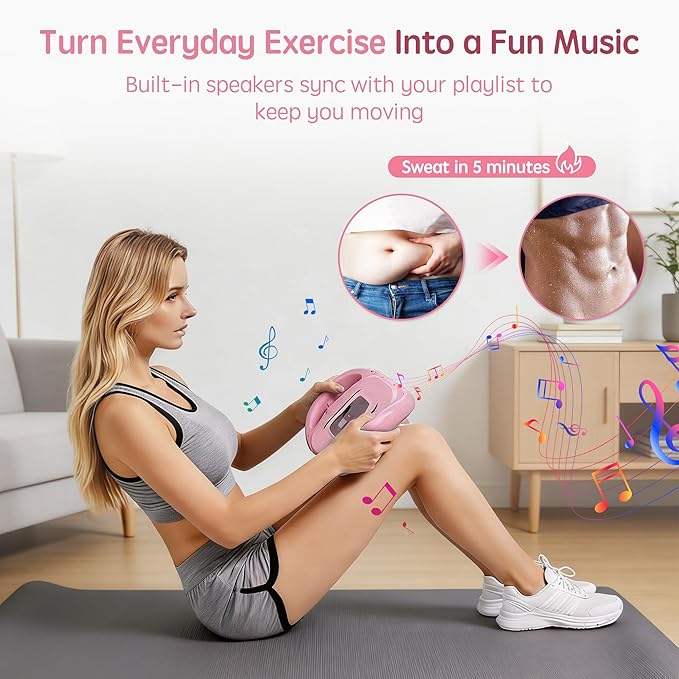 Smart Ab Trainer with Bluetooth Music & LED Counter – Core Workout Machine for Home Gym – Sit-Up Assistant Pad with Foam Cushion, 9 Modes & Speeds, Portable Fitness Equipment for Abs, Waist & Cardio