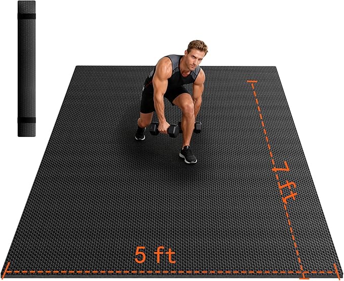 VTORY 7mm Large Workout Mat 7×5 ft – Extra Large Wide Yoga Mat & Pilates Mat Thick, Non-Slip Exercise Mat for Home Gym, Home Workout, HIIT, Strength, Stretching