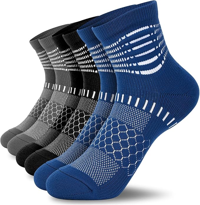 IRAMY Ankle Compression Socks for Women Men Plantar Fasciitis Relief 3/5 Pairs Cushioned Athletic Running Socks