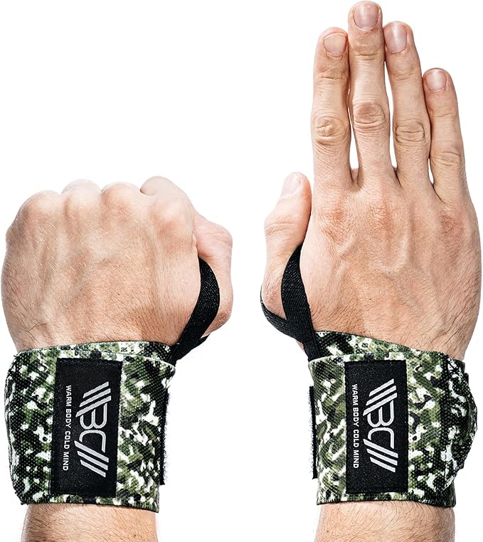 WARM BODY COLD MIND - Weightlifting Wrist Wraps for Cross Training, Powerlifting, Deadlift, Gym, Workout, Exercises & Fitness, Heavy-Duty Wrist Support, Thumb Loop