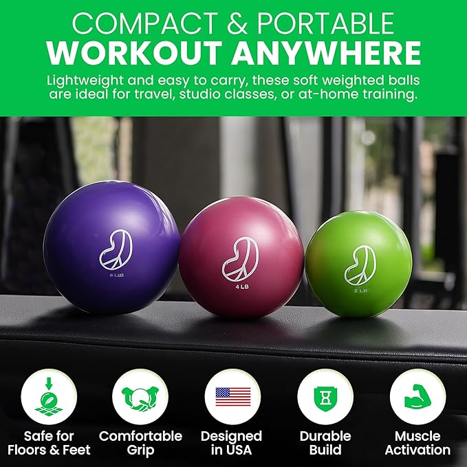 Bean Products Soft Weighted Balls for Exercise - Soft and Safe Workout Balls for Yoga, Rehab, Pilates and Fitness - Latex Free, Easy to Grip, Versatile Physical Therapy Exercise Ball