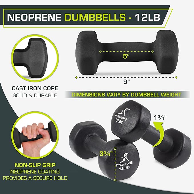 ProsourceFit Neoprene Dumbbell Coated for Non-Slip Grip