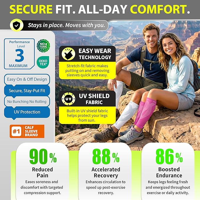 BLITZU Calf Compression Sleeve for Men & Women Footless Compression Socks Support Runners Leg Sleeve Shin Splints Pain Relief
