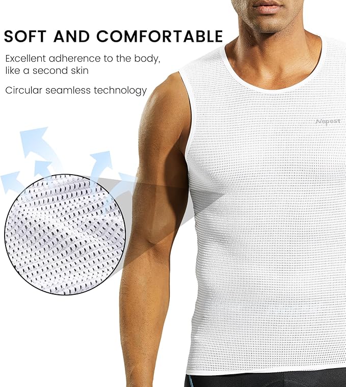 Nepest Mens Vests/Short Sleeve Biking Base Layer Mesh Sleeveless Cycling Baselayer Bicycle Ultralight Undershirts