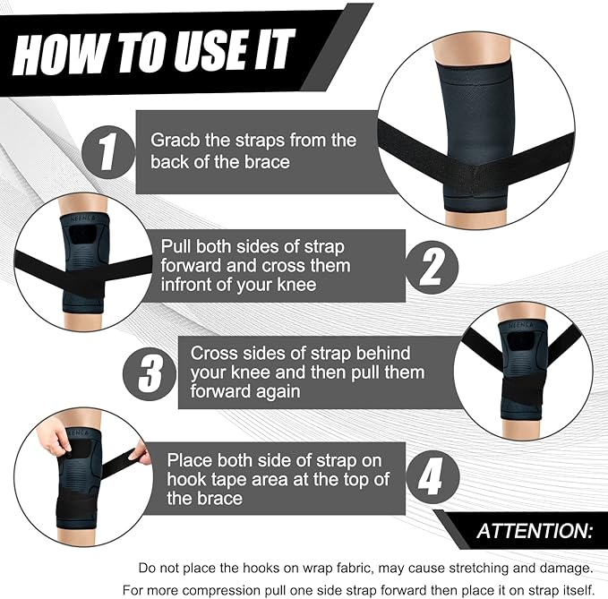 NEENCA Knee Braces for Knee Pain- 2 Pack Knee Sleeves for Pain Relief Set, Knee Compression Sleeves with Adjustable Straps for Best Fit, for Sports, Runner, Meniscus Tear, ACL, Arthritis, Joint Pain..