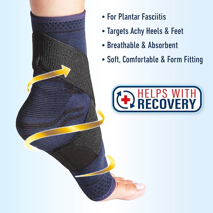 Miracle Foot Relief Ankle Wrap, One Size, Ankle Compression Sleeve with Adjustable Strap for Heel & Foot Discomfort, Ankle Support for Adult Men & Women
