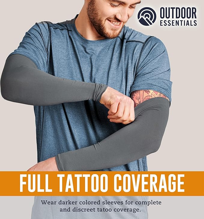OutdoorEssentials UV Sun Protection Arm Sleeves - Compression Arm Sleeve, UV Arm Sleeves Men, Women - Golf Cooling Sleeves