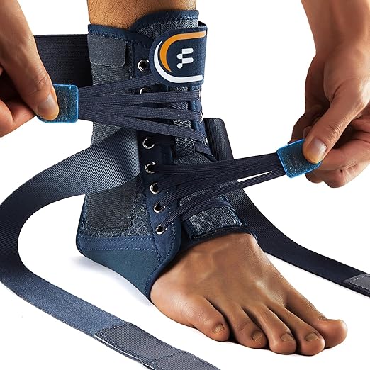 Ankle Brace for Men Women with Quick Lace Up, Adjustable Figure 8 Compression Support for Achilles Tendonitis, Ankle Sprain & Swelling Relief for Volleyball, Running & Daily Wear, L