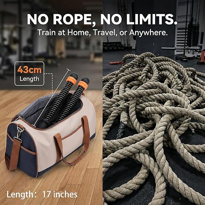 Ropeless Battle Ropes for Home Gym, Portable Weighted Cordless Battle Ropes Sticks, Adjustable Weight Workout and Exercise Rope Equipment for Men Women Home Office and Travel Training, Black