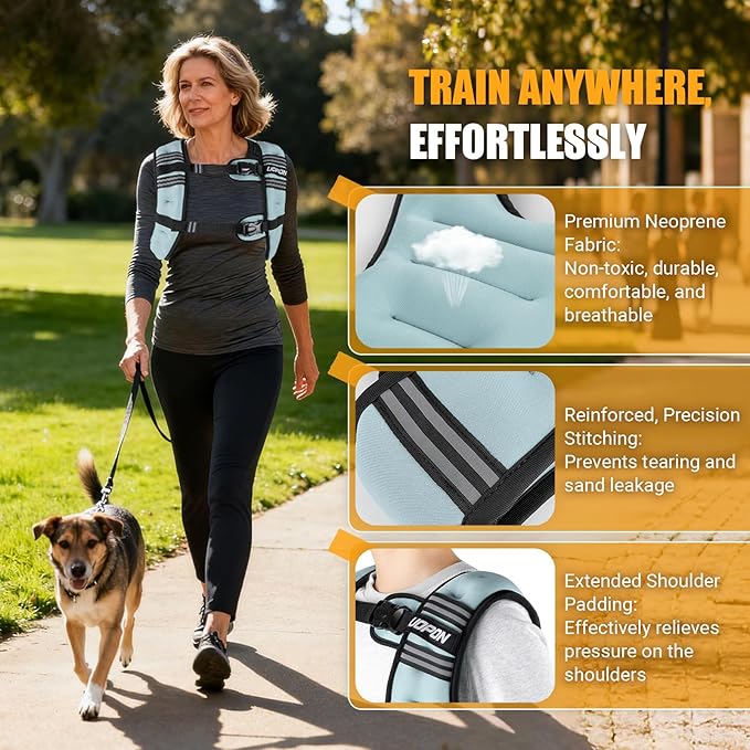 Weighted Vest for Women Men, 8 lb/10 lb/12 lb Weight Vest for Walking with Reflective Stripe and Adjustable Buckle Straps, Body Weights for Osteoporosis, Running, Strength Training and Weight Loss