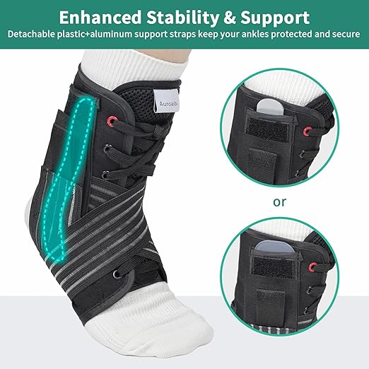 Ankle Brace for Sprained Ankle Lace up Support Brace for Women Men with Side Splints Adjustable Ankles Stabilizer for Injury Recover, Sports, S
