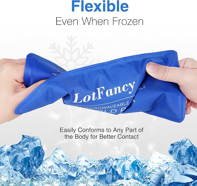 LotFancy Ice Packs for Injuries Reusable, 2 Gel Packs Wrap for Knee Head Neck Ankle Wrist Elbow Foot Legs Back Joint Pain Relief, Hot Cold Therapy for Surgery Recovery, First Aid