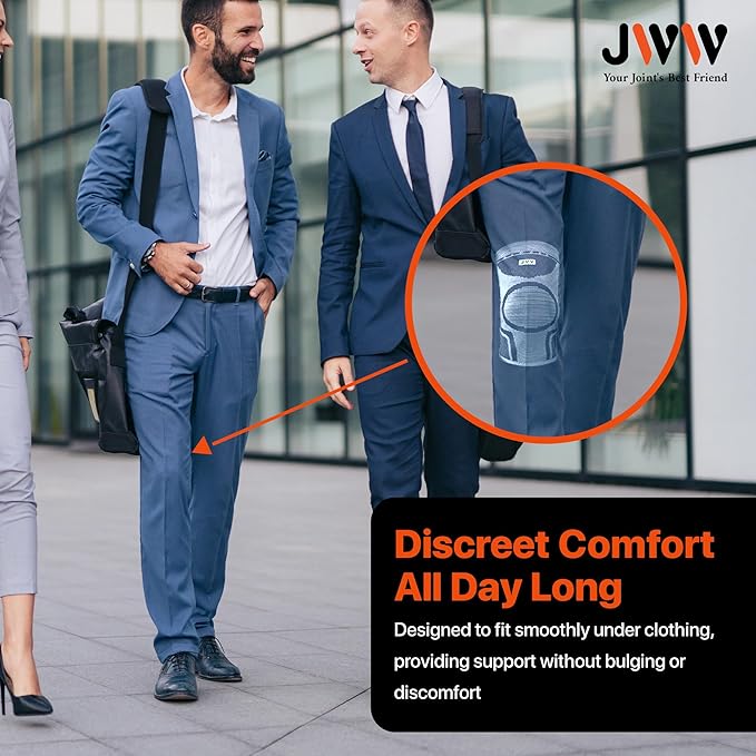 JWW Knee Compression Sleeve 2 Pack for Men and Women, Knee Brace for Knee Pain Relief, Comfortable Support for Running, Workout Sports and Daily Wear, Meniscus, ACL and Arthritis Recovery (Black, L)