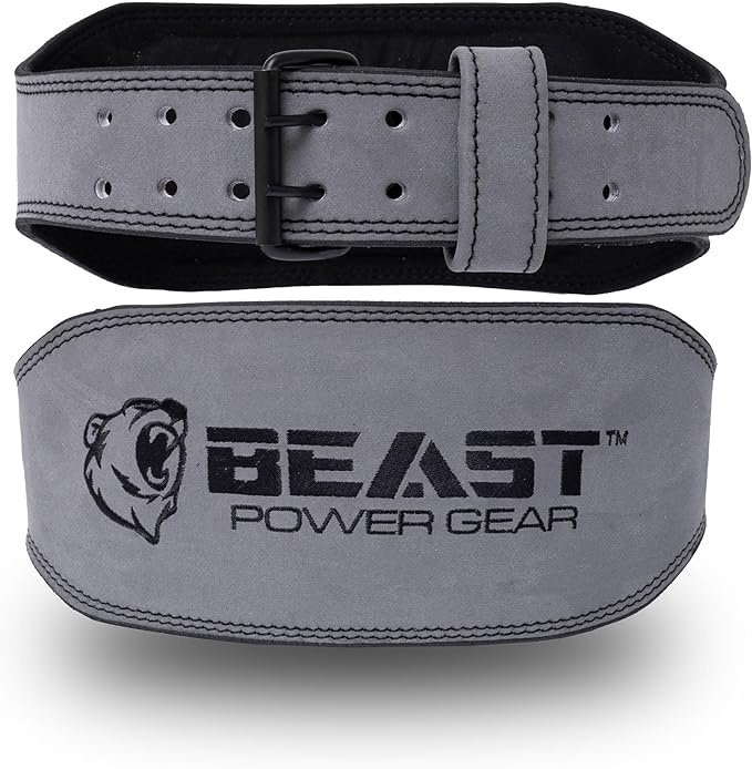 Weight Lifting Belt - 4” Genuine Leather Belts Padded Lower Back Support for Gym Bodybuilding Squat Deadlift Weightlifting Cross Strength Training Men Women Free Wrist Wrap