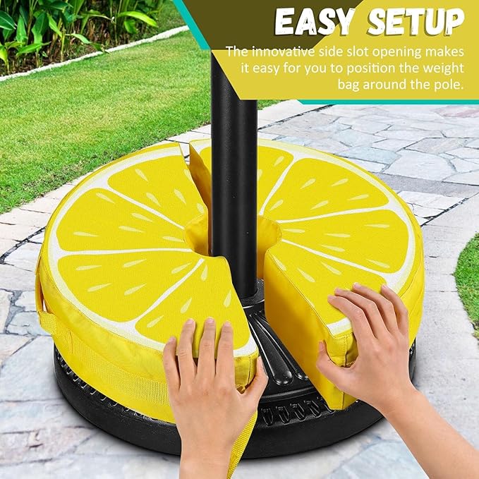 Lawn Social Umbrella Base Weight Bag, Round Heavy Duty Sand Bags for Cantilever Patio Umbrella, Universal Fit for Any Offset Design, Stabilize and Secure Umbrella (Yellow)